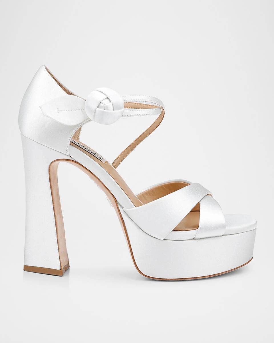 Jayleen Silk Knotted Bow Platform Sandals